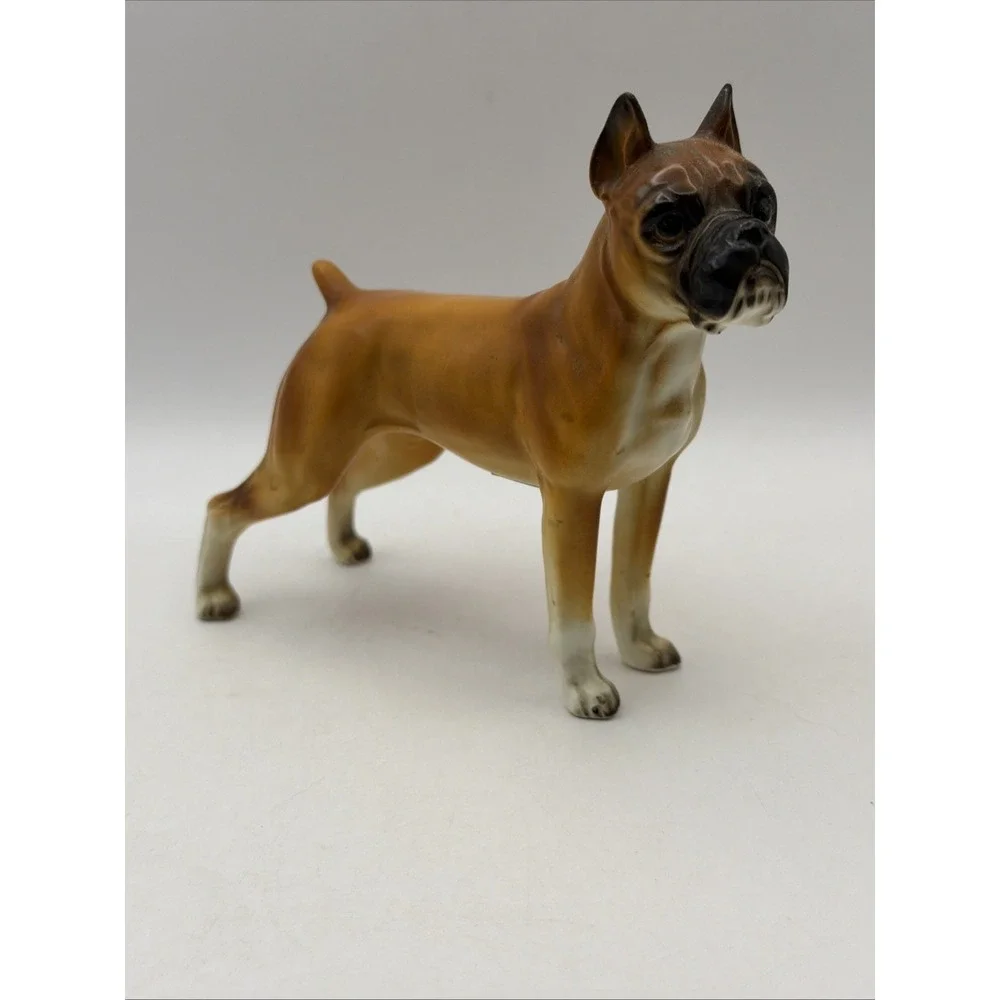 Napcoware Porcelain Boxer Male Dog Figurine Brown Vintage Japan